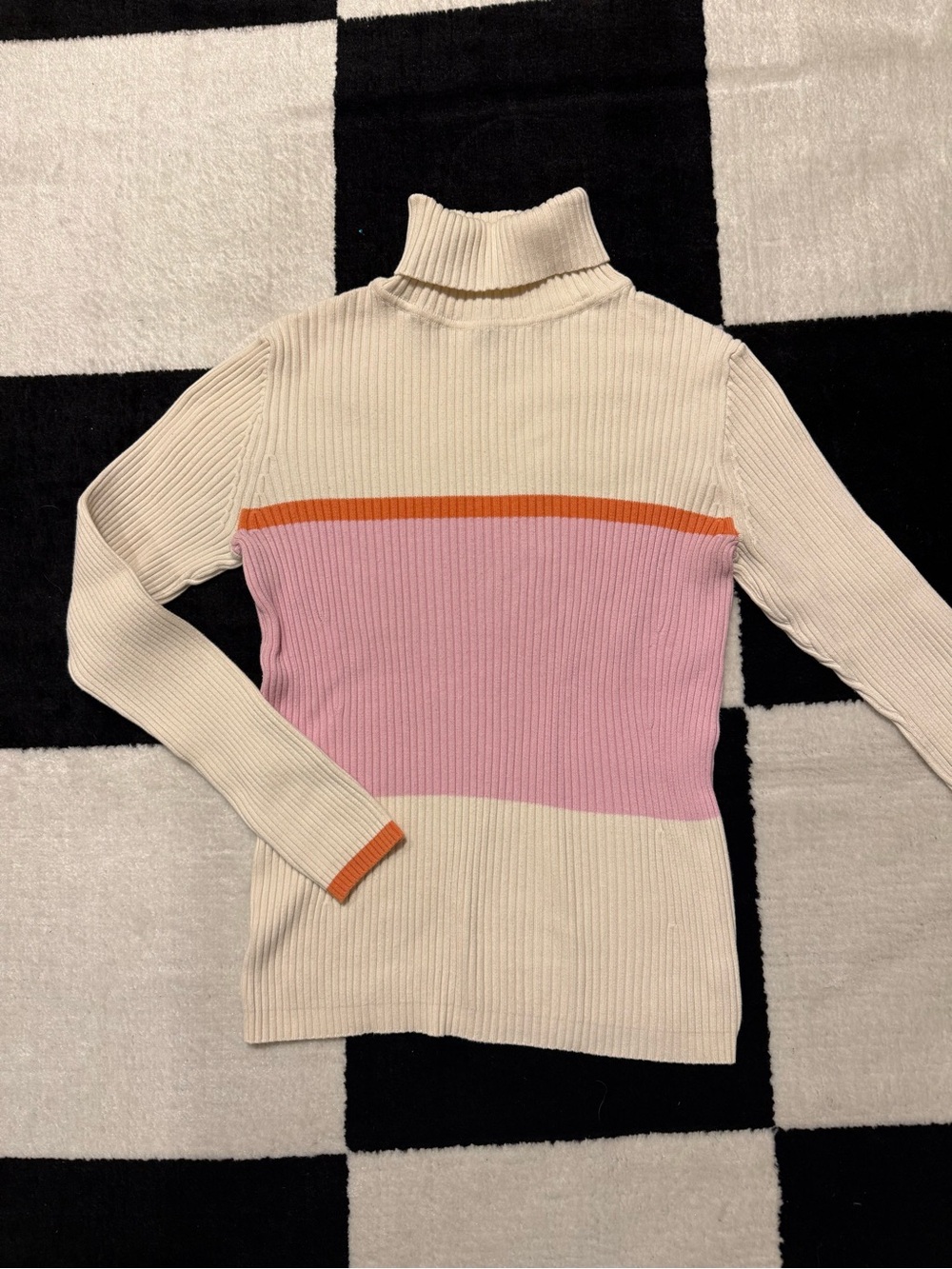 GAP Turtleneck Colorblock Sweater with Pink and Orange Trim